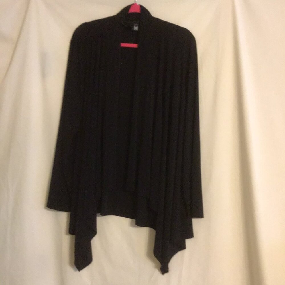 ANTTHONY Liquid Knit Black Long Sleeve Shark Bite Open-Front Cardigan Jacket 1X